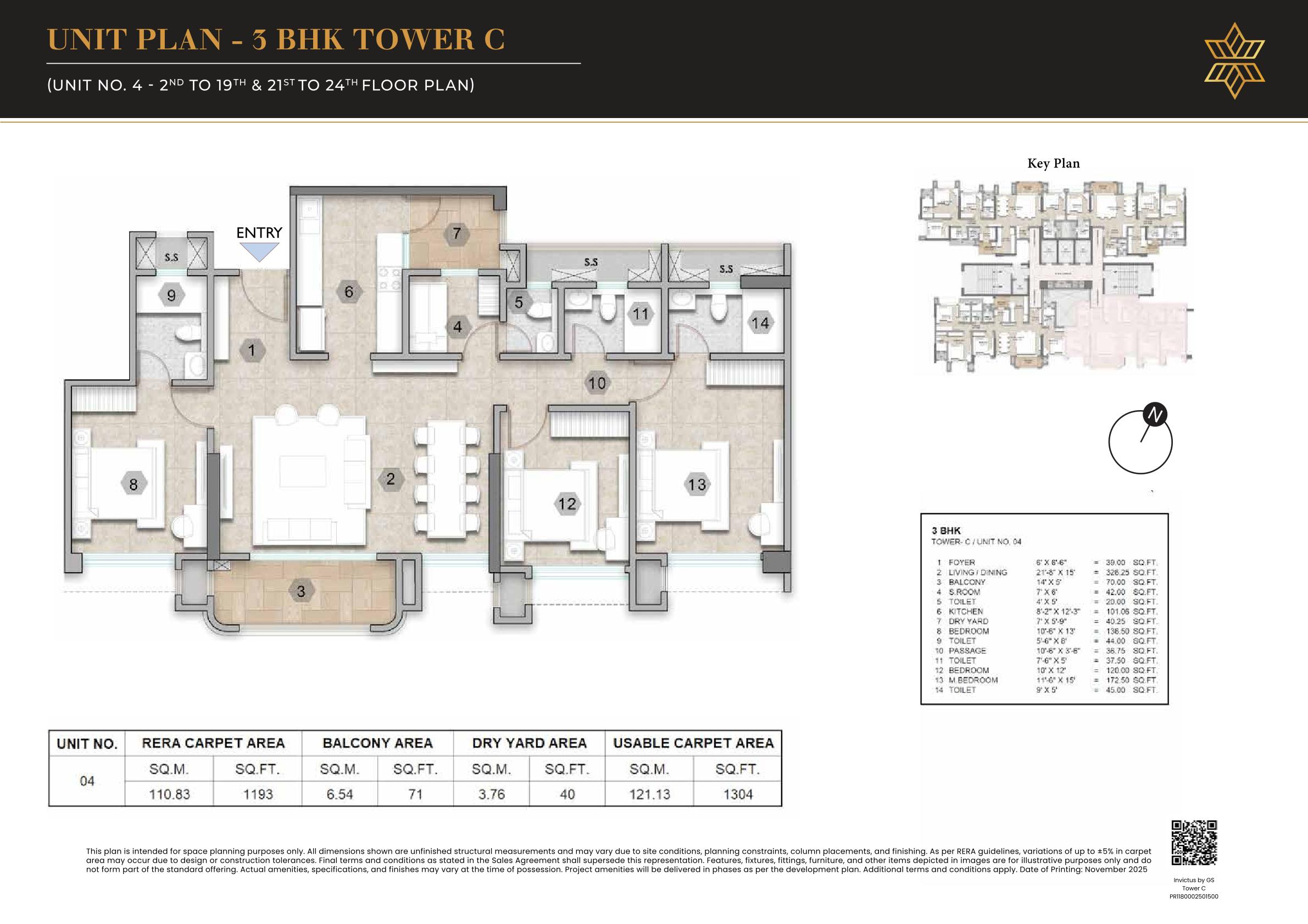 3 BHK Floor Plan